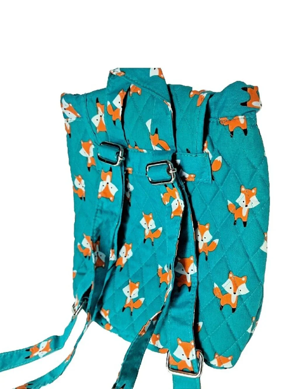 Fox Mini Lunch Bag Backpack Turquoise with Foxes - Fabric, Lightweight, Lined